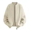 Outono Inverno 2026 Novo Masculino Simples Gola Redonda Zíper Duplo Malha Tamanho Grande Moda Casual Suéter Casaco