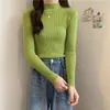 Suéter de cuello medio alto para mujer Camisa base interior Otoño e Invierno 2024 Estilo coreano Combinación perfecta Ajustado Manga larga Suéter Top para mujer