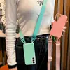 Adecuado para Samsung, Bucle de Colgante Reforzado con Correa Ancha, Funda para Teléfono Anti-Caídas de Protección Completa, Funda Cruzada para Teléfono de Color Caramelo Integrada en TPU