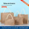 Em estoque saco de linho supermercado compras publicidade bolsa em branco retro um ombro estudante bolsa de linho atacado
