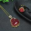 Collar con colgante de cinabrio con incrustaciones, anillo, traje de mineral de alto contenido, arena de oro púrpura, joyería colgante, suministro en vivo al por mayor