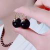 Japonés y Coreano Elegantes Aretes de Hebilla de Perla Negra de Alta Gama Grandes para Mujer Moda Coreana Retro Elegantes Aretes Diarios Combinan con Todo