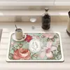 Tapete para Mesa de Comedor, Encimera, Cocina, Resistente a Manchas, Aislante Térmico, Diatomeas, Estilo Retro Europeo, Floral