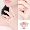 Anillo Corona de Amor Hueca Cristal Rosa Japonés Lujo Ligero Anillo Reina del Amor Celebridad de Internet Mi Corazón Anillo Eterno