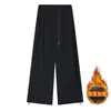 En stock, forrados de felpa, engrosados, pantalones de pierna ancha para mujer otoño/invierno 2026, de cintura alta, corte holgado, adelgazantes, con caída, pantalones de chándal casuales, pantalones de pierna curva