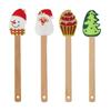 Novo Produto Transfronteiriço Espátula de Silicone de Natal Mini Espátula para Bolo de Creme Cabo de Madeira Cola Conjunto de Ferramentas de Confeitaria
