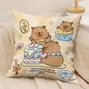 Capibara Lindo Dibujo Animado Impreso Doble Cara Dormitorio Casa de Niños Sala de Sofá Cojín Almohada para Siesta