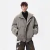 Jaqueta Curta de Algodão Estilo Retrô Americano com Gola Alta para Homens e Mulheres, Vibe High Street Outono e Inverno, Jaqueta Puffer Solta e Versátil para Casais