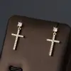 Pendientes de Oro Real de 18 Quilates y Plata Chapados en Cobre Pendientes de Cruz con Circonita Hip-Hop Europeo y Americano para Hombres y Mujeres Pendientes Callejeros Personalizados Pendientes