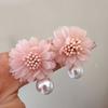 Aretes de Flor Romántica de Tela de Primavera y Verano Super Hada Aguja de Plata Avanzados Franceses Dulces Hada Flor de Gasa Aretes para Citas