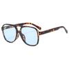 Gafas de Sol Vintage Marrones de Corea del Sur para Hombre, Doble Barra, Montura Grande, Cuadradas, INS, Leopardo Amarillo, Gafas de Sol Fotográficas de Calle