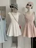 Vestido de Verão KEKEZOON 2026 Gola Quadrada Sem Mangas Linha A para Mulheres, Estilo Coreano Versátil Elegante Cor Sólida Vestido 7552
