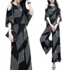Terno da Moda de Comércio Exterior Feminino Verão Estilo Coreano Solto Emagrecimento Top Ombro a Ombro Calças de Perna Larga Conjunto de Duas Peças Tendência