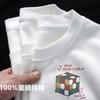 Camiseta de manga corta de algodón pesado de Xinjiang para hombres y mujeres, misma moda nacional, camisa blanca de fondo, top holgado de media manga de verano