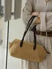 Bolso de Suede Mate Vintage para Debajo del Brazo para Mujer, Bolso de Hombro Único Cruzado, Bolso Baguette de Alta Gama para el Trabajo, Bolso de Mano Marrón de Cuero Genuino