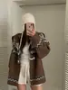 Outono e Inverno Novo Estilo Coreano Fair Isle Solto Preguiçoso Cardigã de Tricô Top Feminino Macio Ceroso Botão de Chifre Jaqueta Suéter Grossa