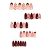 30 Peças de Unhas Portáteis Feitas à Mão em Formato de Amêndoa Transfronteiriças para o Dia dos Namorados, Peças de Unhas Portáteis com Arte de Unhas de Bolinhas e Coração Rosa