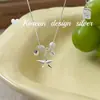 Corea Primavera y Verano Nuevo Diseño Estilo Ins Joyería de Plata Plata de Ley S925 Estrella de Mar Concha Gota de Agua Perla Collar Cadena para Clavícula