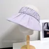 Chapéu de Sol Plissado Versátil de Cor Sólida para Mulheres, Chapéu Respirável Casual de Proteção Solar para o Verão, Chapéu de Sol para Viagem de Férias, Moderno