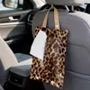 Bolsa de Pañuelos para Coche con Estampado de Leopardo Personalizada, Caja de Pañuelos Colgante para Coche, Bolsa de Pañuelos Colgante Creativa para Mujeres en el Coche