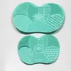 Almohadilla Limpiadora Pequeña con Forma de Manzana para Brochas de Maquillaje con Base de Succión, Herramienta Portátil para Limpiar Brochas de Maquillaje