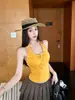 Top de Tirantes con Ribete de Oreja de Madera para Mujer Espalda Abierta con Cordones Lazo Estilo Puro Deseo Adelgazante Sin Mangas Ropa Exterior Top