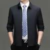 Nueva Chaqueta de Hombre para Primavera y Otoño Ropa de Trabajo Ejecutiva Funcionario Negocios Clásica Cuello Solapa Chaqueta de Seda de Leche