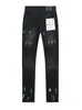 Jeans skinny com botões, estilo americano, marca trendy, lavagem especial, para homens jovens e estilosos, marca niche trendy, calça jeans popular com respingos de tinta e efeito desgastado