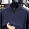 Camiseta de manga larga con media cremallera de lana antibacteriana y seda de morera 10A para hombre, sudadera térmica de capa base nueva para otoño 2026 para hombre