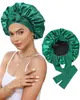 Amazon Explosions Touca de Dormir de Camada Dupla Fita de Laço Chapéu Redondo de Aba Larga Chapéu de Cabelo Altamente Elástico Chapéu de Fita Feminino