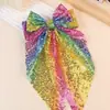 Pinza de Resorte con Lazo de Lentejuelas Colorido, Pasador de Cinta de Malla Bordada, Elegante Cinta, Brillantina, Accesorios para el Cabello de Fiesta