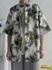 Camisa japonesa de manga corta estilo Hong Kong para hombre, versión coreana, moderna, holgada, retro hawaiano, elegante camisa floral de playa