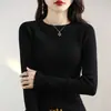 Camiseta básica de punto de cuello redondo para mujer, corte ajustado y adelgazante, suéter elegante nuevo para otoño e invierno 2026