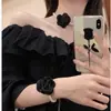 Collar Pulsera de Camelia Perla Satén Suave Francés Moda Femenina Dulce Elegante Nicho Gama Alta Cadena Clavicular