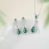 Collar de Calabaza de Plata Pura 925 para Mujer, Nuevo Estilo Chino Jadeíta Natural Jade Azul Agua Cadena para Clavícula Colgante de Fortuna y Prosperidad