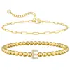 Aliexpress Comércio Exterior Pulseira de Duas Camadas com 26 Letras Novo Estilo Elegante Estilo de Luxo Leve Versátil para o Trajeto Diário Joias com Contas para Mulheres