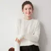 Suéter de punto fino de cachemira 100% para otoño e invierno, lujo ligero, cuello redondo, versátil, adelgazante, casual, tejido de cinco agujas de doble hebra engrosado