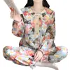 Pijama de Algodão Nuvem para Mulheres na Primavera e Outono Estilo Fino com Bojo, Gola Peter Pan, Mangas Longas, Conjunto de Roupa de Casa Estilo Pastoral Que Pode Ser Usado Fora