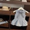 Falda Tutú Patchwork para Niñas Traje Transpirable Falda de Princesa Color Sólido de Verano para Niñas Chaleco con Lazo Transpirable Vestido Versátil