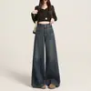 Jeans Vintage de Cintura Alta de Pierna Ancha para Mujer, Cruzados, Otoño/Invierno 2026, Pantalones Acampanados Rectos Sueltos Casuales que Adelgazan