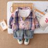 Chaqueta Camisa Tie-Dye Guapo para Bebé 2025 Primavera y Otoño Nueva Ropa de Otoño para Niños de Moda Cárdigan para Niño Conjunto de Tres Piezas