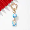Amuleto estilo INS gato de la suerte de cerámica flor de ciruelo llavero colgante metálico decoración para bolso para buena suerte y salud