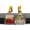 Pingente Thangka Mini Impermeável de Aço Titânio Estilo Xizang Pintado à Mão Decorado com Ouro Thangka do Espírito Raposa Guardião Oito Colar