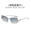 Óculos de Sol Cat-Eye Sem Aro com Borda Cortada, Estilo Europeu e Americano, Óculos de Metal Personalizados e Modernos para Mulheres, Óculos de Sol de Alta Qualidade Estilo Street