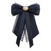 Moda Coreana Nuevo Broche de Aleación Negro Fragante Pequeño para Mujer Encaje Perla Lazo Estilo Palacio Accesorios para Camisa