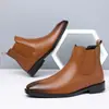 Botines Chelsea nuevos para hombre estilo británico punta fina casual de negocios de cuero de caña alta slip-on Botas Martin hombre
