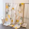 Lenço Xale Elegante de Crisântemo Longo Estilo Coreano Fino Estampado Brocado Imitação Sedoso Protetor Solar Lenço de Cabeça Versátil