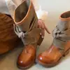 Estilo retro, diseño de nicho, moda otoño/invierno, botines western para mujer, nueva colección 2026, botines de lona con lazo