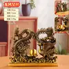 Latón Dorado Dragón Fénix Ornamenta de Auspiciosidad Dragón Dorado Fénix de Jade Decoración de Oficina Sala de Estar Adorno de Escritorio Regalo de Inauguración