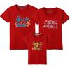 Verão penteado algodão manga curta T-shirt olhos confirmados T-shirt pais-filhos roupas família de quatro roupas infantis meia manga lote